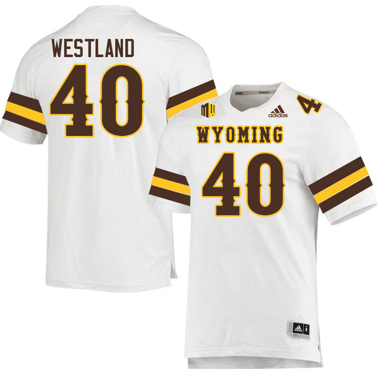 #40 Tyce Westland Wyoming Cowboys Jersey College Football Uniforms,Gears,Jerseys-White